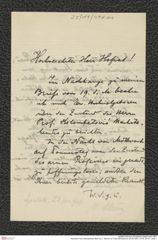 Nachlass Franz Steindachner, Brief von J. Slanner an Franz Steindachner (22.06.1907), Inv.Nr. 491.01, Seite 1